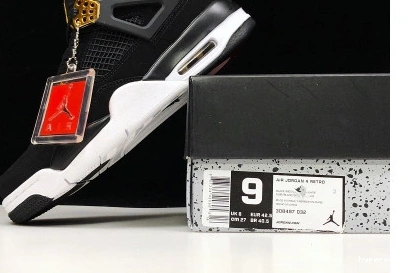 Hyperoad BLACK JORDAN 4 AIR METALLIC MENS GOLD-WHITE “ROYALTY” 0916